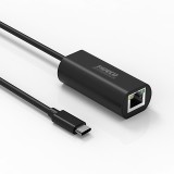 Cumpara ieftin Adaptor Placa Retea USB-C, FIDECO, Type-C, USB 3.0, 5Gbps, Placa de retea externa Gigabit Ethernet RJ-45, 10/100 Mbps, din Aluminiu, Negru