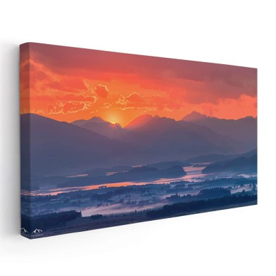 Tablou peisaj munte la apus Tablou canvas pe panza CU RAMA 70x140 cm foto