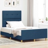 vidaXL Cadru de pat cu headboard albastru 120 x 200 cm țesătură 3344724