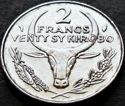 Moneda exotica 2 FRANCI KIROBO- MALAGASY MADAGASCAR, anul 1980 *cod 3849 A foto