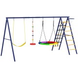 AIYAPLAY Set Leagăn de Grădină 6 &icirc;n 1 pentru Copii 3-8 Ani, 350x183x200 cm, Multicolor | Aosom Romania