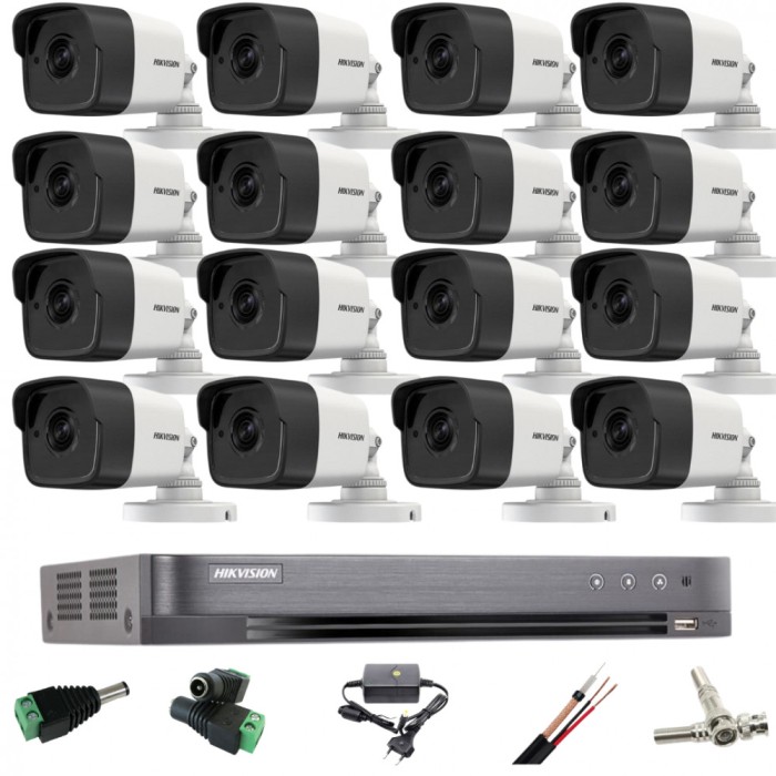 Sistem supraveghere profesional Hikvision 16 camere 5MP Turbo HD IR 20m SafetyGuard Surveillance