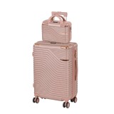 Set 2 Valize Leziter TraveLux Urban VII roz-auriu - Bagaj de mana (28x36x16cm) + Medie (68x45x45cm) ABS, roti 360, cod