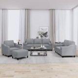 VidaXL Set de canapele cu perne, 4 piese, gri deschis, material textil