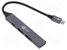 Hub USB Goobay 4 porturi USB A x3 și USB C, viteză 5Gbps, gri