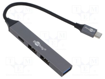 Hub USB Goobay 4 porturi USB A x3 și USB C, viteză 5Gbps, gri foto