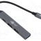Hub USB Goobay 4 porturi USB A x3 și USB C, viteză 5Gbps, gri