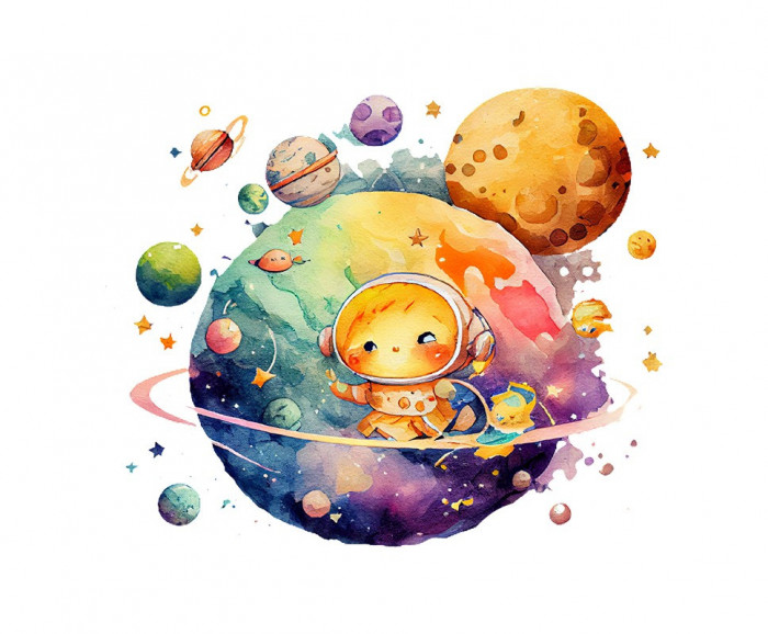 Sticker decorativ Planete, Multicolor, 67 cm, 5854ST