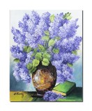 Cumpara ieftin Tablou cu liliac si carte pictat manual, 50x40cm ulei pe panza, Constantin Feraru