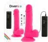 Dildo Flexibil cu Vibratii Roz Diverta 20.5cm, Telecomanda, Ventuza, Compatibil Ham, TPE Fara Ftalati