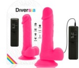 Dildo Flexibil cu Vibratii Roz Diverta 20.5cm, Telecomanda, Ventuza, Compatibil Ham, TPE Fara Ftalati