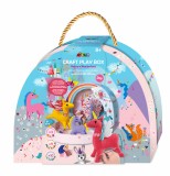 Cumpara ieftin Set creativ DIY portabil - Lumea Fantastica a Unicornilor cu activitati de cusut, construit si joc de rol, Avenir