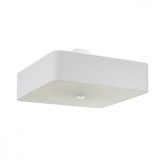 Lustră De Tavan Lokko Alb, Țesătură/Sticlă/Oțel, 5 Becuri Pătrate, Minimalistă De Interior