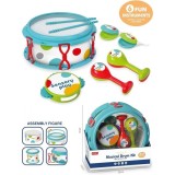 Jucarie muzicala pentru copii-Primul meu set de tobe, 6 instrumente, sunete si dezvoltare senzoriala-culoare bleu