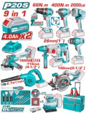 TOTAL - KIT COMBO 20V -4.0Ah - BORMASINA, MASINA INSURUBAT,POLIZOR UNGHIULAR, ROTOPERCUTOR, FIERASTR PowerTool TopQuality