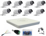 Sistem supraveghere profesional Hikvision cu 8 camere video de 2MP FULL HD IR 20m, accesorii montaj incluse SafetyGuard Surveillance