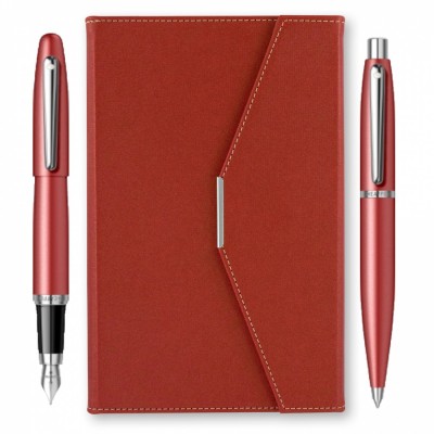 Set stilou si pix Sheaffer VFM rosu cu mapa plic foto
