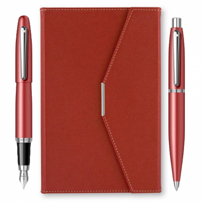 Set stilou si pix Sheaffer VFM rosu cu mapa plic