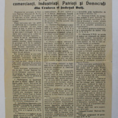 AFIS ELECTORAL ALCONSILIULUI FRONTULUI NATIONAL DEMOCRAT , JUDETUL DOLJ , ANII '40