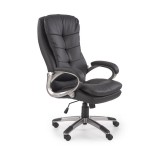 Cumpara ieftin Scaun directorial Hm Preston, Robust, Piele ecologica, Inaltime reglabila, Mecanism balans, 100 Kg, Negru