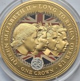 1 Crown 2015 Tristan da Cunha, Long to Reign over us, Bunc, Capsula, Gold plated