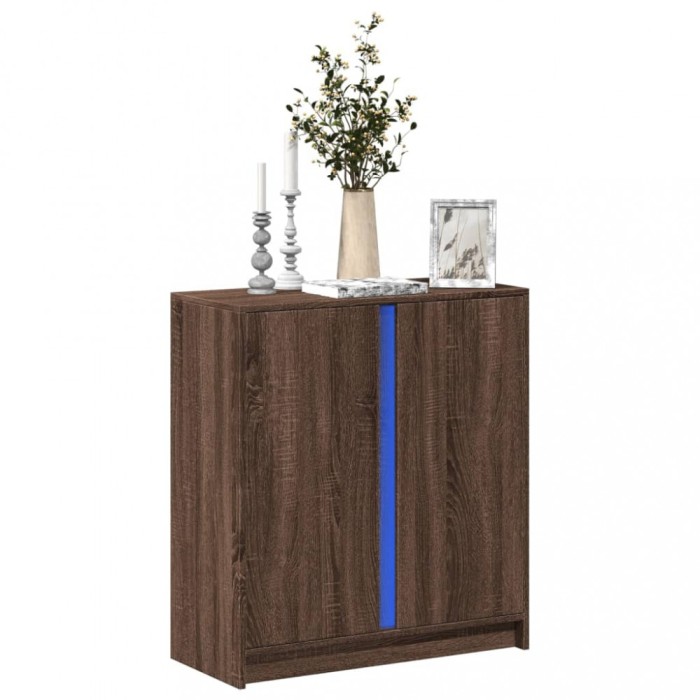 vidaXL Dulap cu LED, stejar maro, 77x34x85 cm, lemn prelucrat 852137