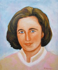 Tablou portret Elena Ceausescu semnat Cimpoesu.