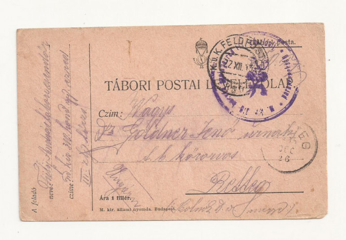 D2 Carte Postala Militara k.u.k. Imperiul Austro-Ungar ,1915