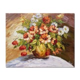 Tablou cu flori pictat manual, Regala, 50x40cm ulei pe panza in cutit, Leonard Covaci