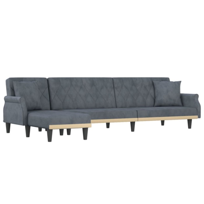 Canapea extensibila in forma de L gri 271x140x70 cm catifea