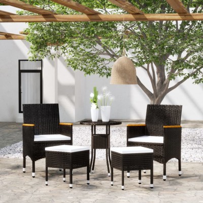Gossi set mobilier de gradina, 5 piese, negru, poliratan foto