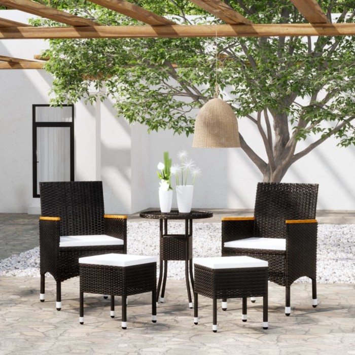 Gossi set mobilier de gradina, 5 piese, negru, poliratan