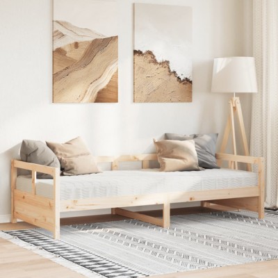 vidaXL Pat de zi cu saltea, 90x200 cm, lemn masiv pin foto