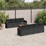 Gossi set mobilier de gradina cu perne, 9 piese, negru, poliratan
