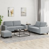 VidaXL Set de canapele, 3 piese, gri deschis, textil