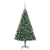 Cumpara ieftin Brad de Craciun pre-iluminat cu set globuri, verde, 210 cm, PVC