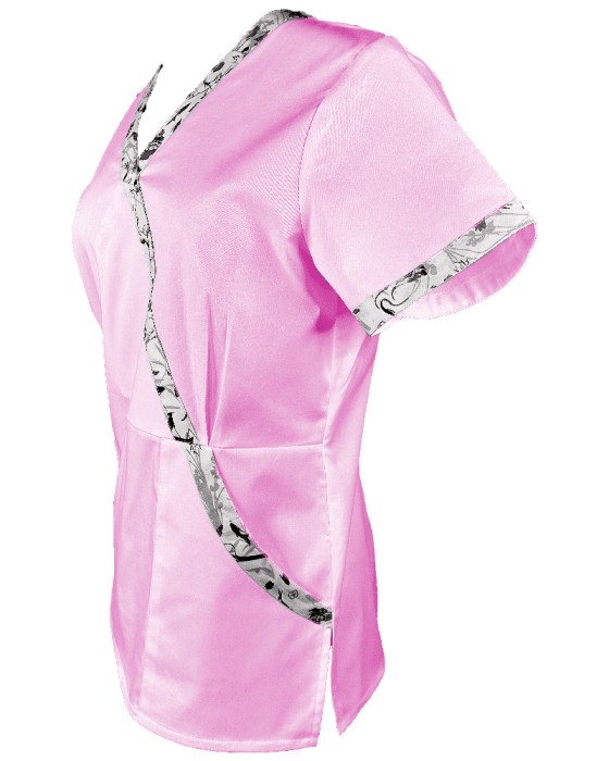 Halat Medical Pe Stil, Roz deschis cu Elastan și cu Garnitură Stil Japonez, Model Marinela - 4XL