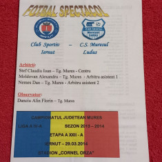 Program meci fotbal CS IERNUT - CS MURESUL LUDUS (29.03.2014)