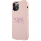 Husa TPU Karl Lagerfeld pentru Apple iPhone 12 / Apple iPhone 12 Pro, Stack Pink Logo, Roz KLHCP12MSTKLTLP