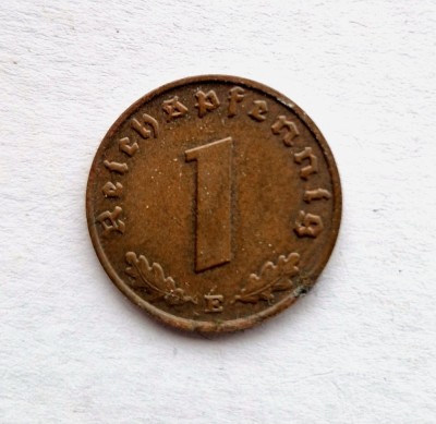 Germania 1 Reichspfennig 1937 E al III lea Reich km # 89 moneda bronz foto