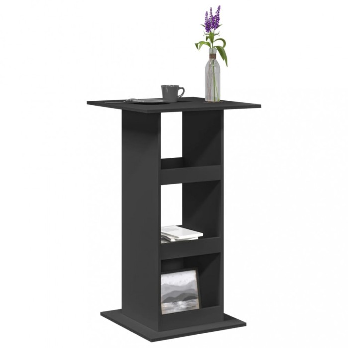 vidaXL Masă de bar cu depozitare, negru, 60x60x102 cm, lemn prelucrat