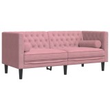 Cumpara ieftin Canapea Chesterfield cu pernute/2 locuri, roz, catifea