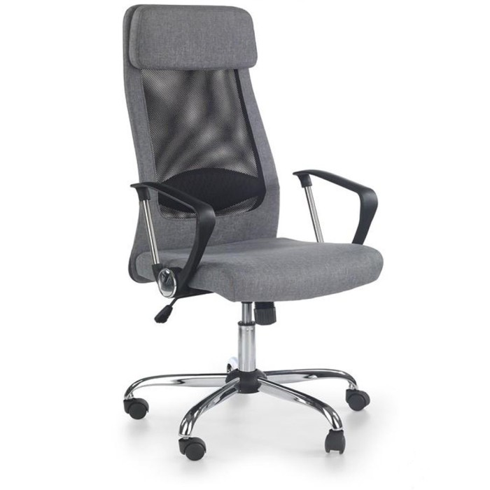 Scaun birou HM Zoom, tapiterie stofa cu insertii mesh, cadru polipropilena, mecanism de balans, 120 kg, gri