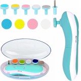 Pila de Unghii Electrica, Set Manichiura pentru Bebelusi Copii si Adulti, 6 Capete, Iluminare LED