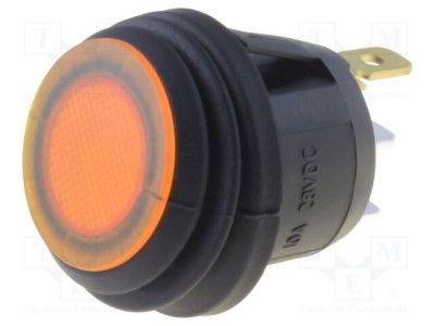 ROCKER SPST SCI 2 ON-OFF 10A/24VDC Galbenă IP65 cu LED 50m&amp;Omega; foto