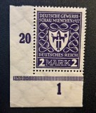 Germania / Republica de la Weimar (1922) -2 Mark " M&uuml;nchen 1922" cu Margine Dublă Număr de Coloană "20" și Poziția "1" (MINT / Neștampilat) CLK1