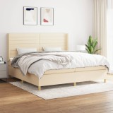 Cumpara ieftin Pat box spring cu saltea, crem, 200x200 cm, textil