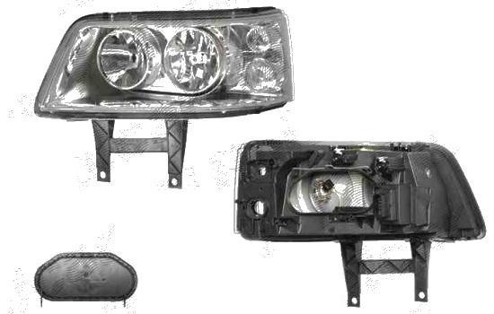 Far VW T5 Multivan 04.2003-10.2009 DEPO partea Dreapta, tip bec H1+H7, culoare argintiu, cu prinderi panou frontal