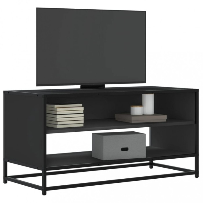 vidaXL Dulap TV, negru, 91x40x46 cm, lemn prelucrat și metal 848884