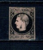 1867 - Carol I cu favoriti, 20 parale nestampilat
